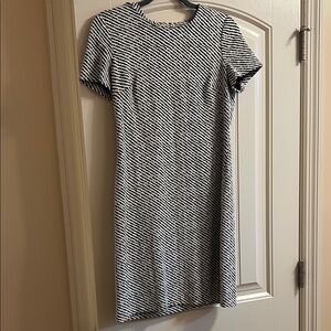 Calvin Klein Black and White Striped Mini Dress